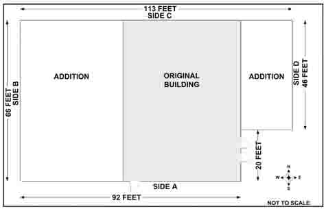 Diagram showing dimensions of night club.